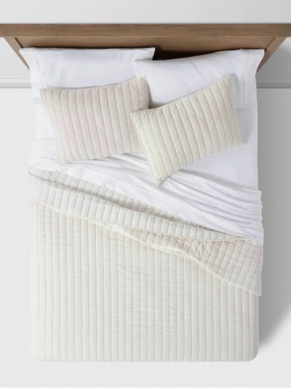 Bundle Threshold Velvet Cotton Cream Full/Queen Bedspread quilt shams standard